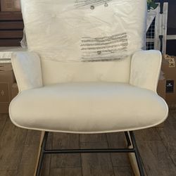 Nursery Rocking Chairs, High Back Teddy Glider Rocking Chair, Upholstered Rocker Recliner Modern Rocking Accent Chairs Comfy Armchairs for Nursery, Be