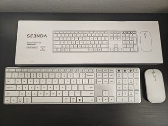 Seenda White And Silver Wireless Keyboard And Mouse 