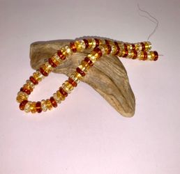 Vintage Amber Tone Disc Bead Strand UV Reactive Unfinished Necklace