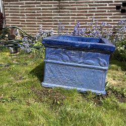 Big blue square planter.