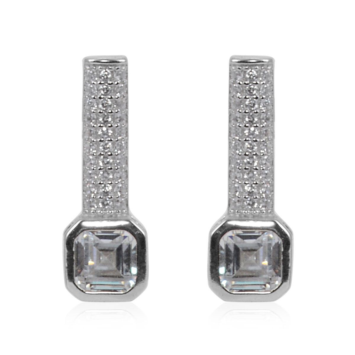 Simulated Diamond Earrings in Sterling Silver