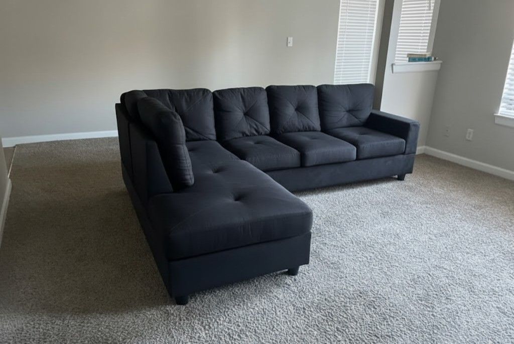 Brand New Black Fabric L Shape Sectional Sofa | Pay After Delivery 🚚