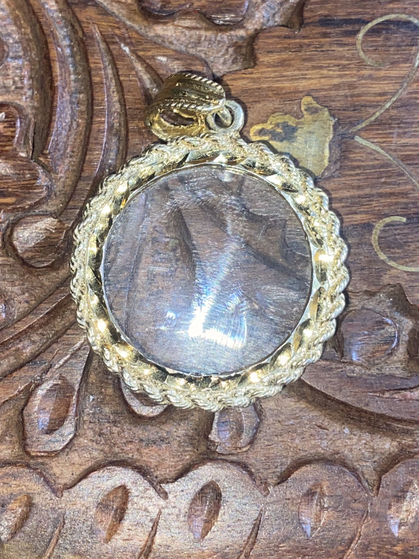 Gold Over Sterling Silver Three Tab Rope Pendant With A Gold Plated Quarter