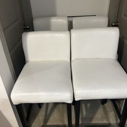 Set of 4 White Bar Stools