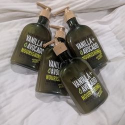 4 Bath and Body Works VANILLA + AVOCADO  8oz Nourishing Hand Soap with Avocado Butter