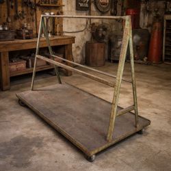 A Frame Panel Cart Dolly Garage Storage Vintage Tool Casters Load Truck 