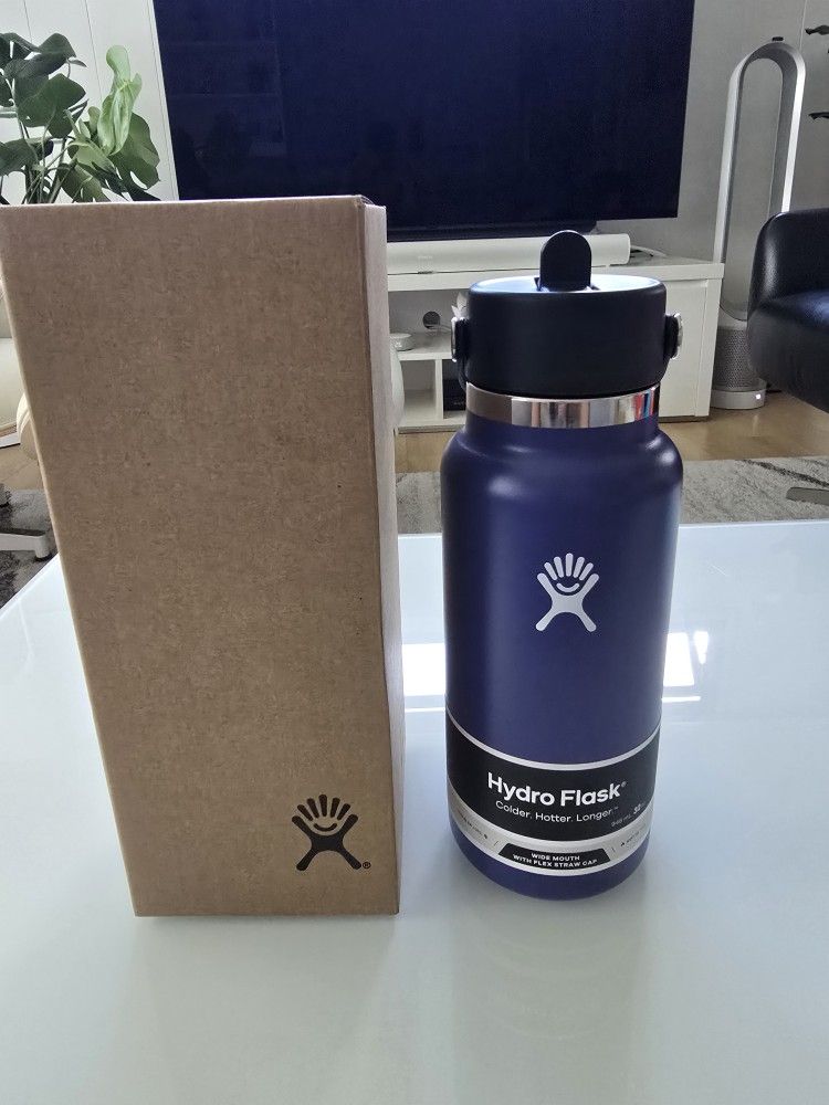32oz Hydro Flask Water Bottle with Flex Straw Cap Blue Purple