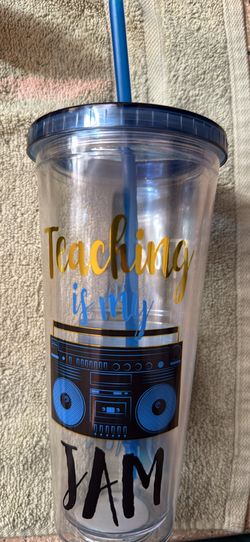 Teaching is my jam tumbler with straw