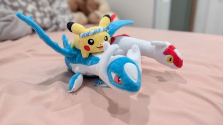 Pokemon Center Fukuoka Latias Latios Pikachu Plush Collectible Figurine
