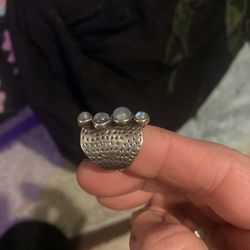 Silver And Moon Stone Ring 