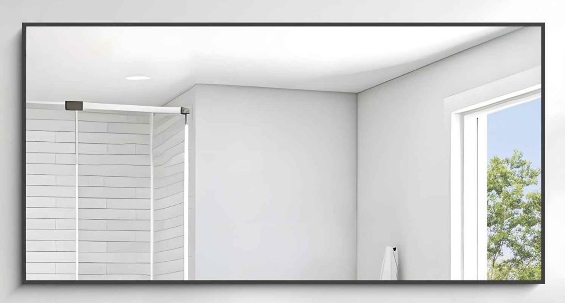 Large Black Framed Wall Mirror 72” X 36”