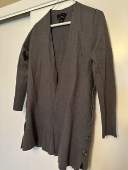 Merino Wool Blend Open- Front Sweater
