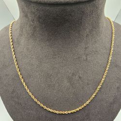 14K Yellow Gold Rope Chain Necklace 2.34mm 12.6g 585 Peru