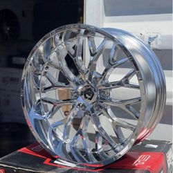 22x10 TIS 566C WHEELS CHROME RIMS + 33” TIRES 6 LUG & 8 LUG AVAILABLE CHEVY GMC RAM TACOMA-WE FINANC