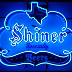 Shiner Bock cotton ball neon sign