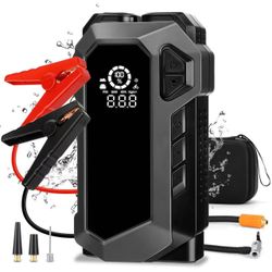 Car Jump Starter, Air Compressor Inflator Air Pump Battery Charger; 12000mAH