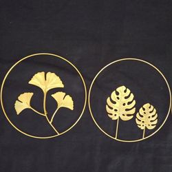 4 Stunning Metal Leaf Wall Art Decor Gold Tone each 9.5" diameter
