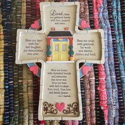 Decorative Resin Cross with Family Prayer