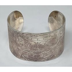 Native Northwest Corey W. Moraes Tsimshian Silver Plated Cuff Bracelet