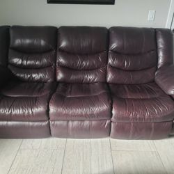 Dark Brown Leather Reclining Sofa And Loveseat