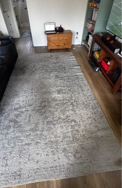Large Gray Distressed Area Rug