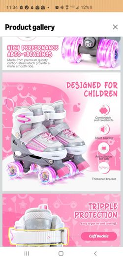 Two sets Kids Roller Skates with light up wheels