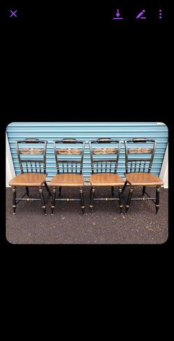 Vintage Hitchcock solid wood eagle back chairs