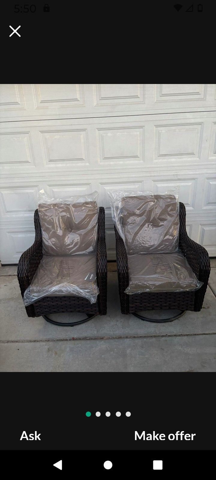 Two-piece Patio Swivel Rocking Chairs Available In Brown Cushions Dark Gray Light Gray Cushions Brand New Patio Set 🆕🚚🆕