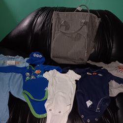 Diaper Bag And 0-3 Month Onesies