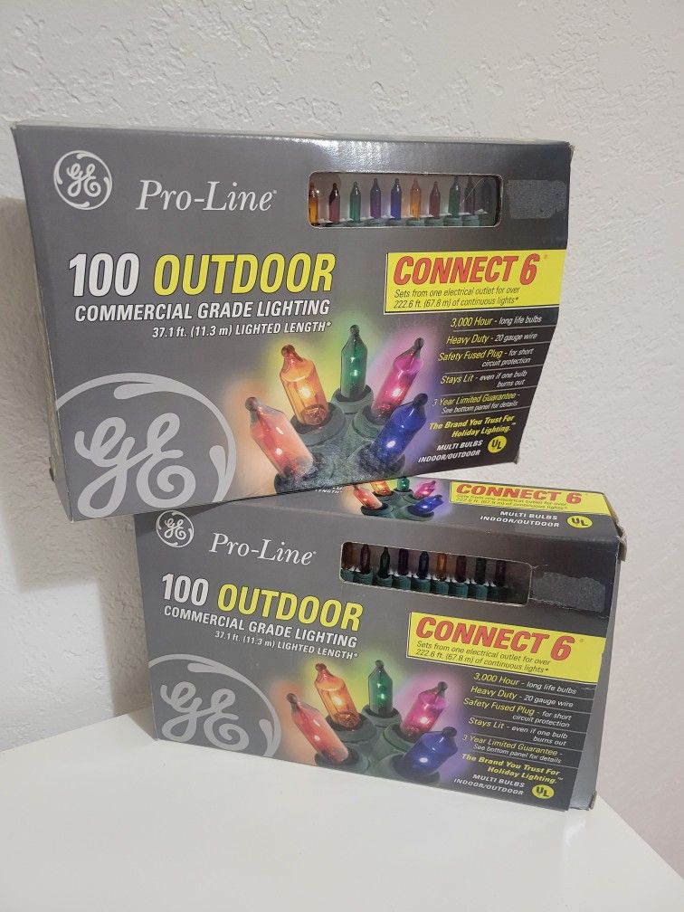 2 GE Pro-Line 100-count Outdoor Commercial Grade Christmas Light