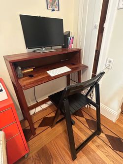 Solid wood space saving desk / console