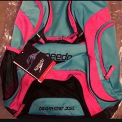 Speedo Printed Teamster Backpack (35L) Black/Teal/Pink