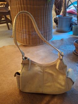 Cream Leather Shoulder Bag
