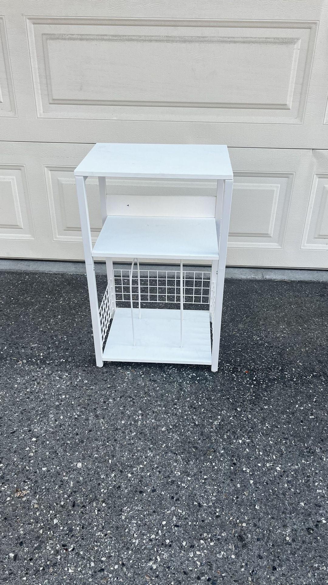 LELELINKY White Side Table with Storage, Small End Table Printer Stand for Small Spaces, Record Player Stand with Vinyl Storage, Sofa Night Stands 