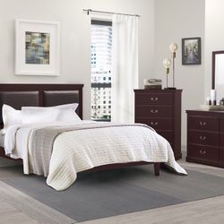 4 Piece Bedroom Set Include Queen Bed, Dresser, Mirror, 1 Nightstand
