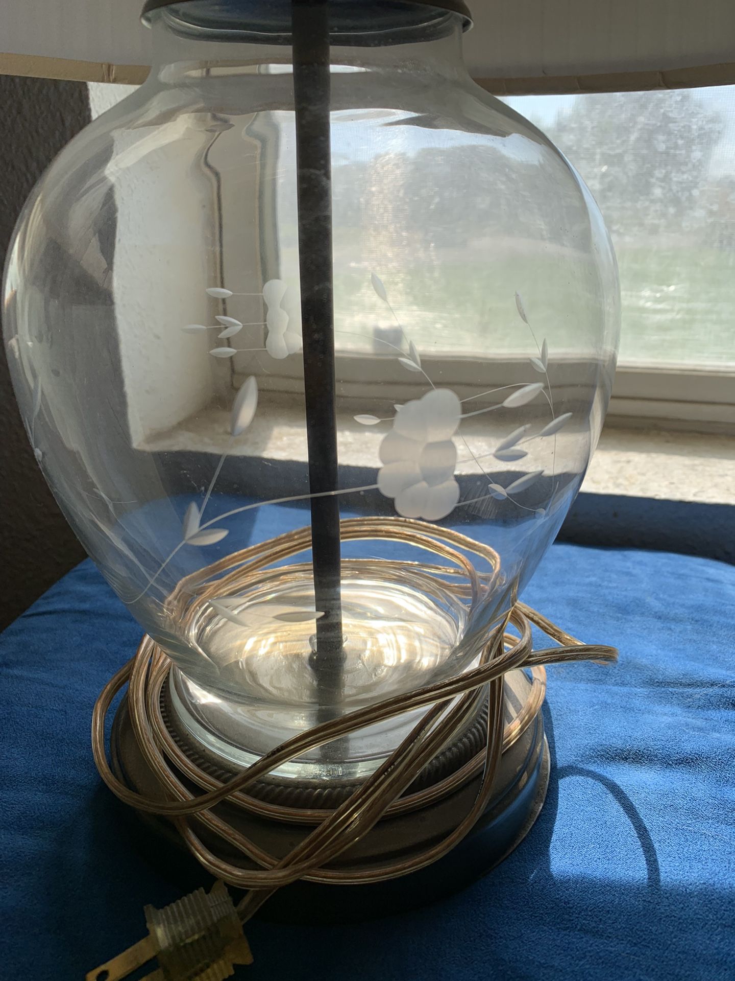 Crystal Etched Ginger Jar Lamps w/Shades!