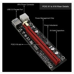 8PCS.  PCI-E Riser for Bitcoin Litecoin ETH Coin Mining 6 PIN Powered PCIE Extension Cable GPU Riser Ethereum Mining ETH GPU Extension Cable PCIEX1 to