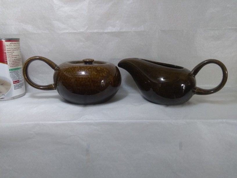 True Vintage Russell Wright Steubenville Pottery Mid-century Modern Sugar Bowl And Creamer Pitcher Art Modern Perfect Condition 1950s