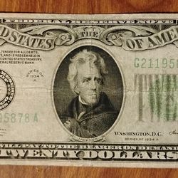 1934 USA America $20 Dollars Bill Banknote Currency 