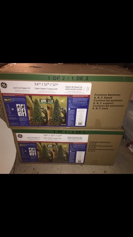 GE Just Cut Aspen Fir, 12 ft. LED Light Pre Lit Christmas Tree