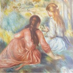 IN THE MEADOW, 1890 Artist Pierre-Auguste Renoir Fine Art Print 1950’s Vintage Original Yugoslavia Printed Antique Collectible Impressionist Ephemera