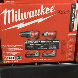 Milwaukee New Kit Drill And Impact 18M Brushless 