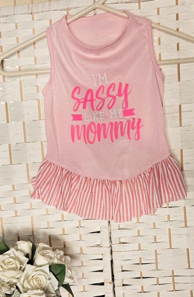 Dog Dress Pink And White Sleeveless Size Large