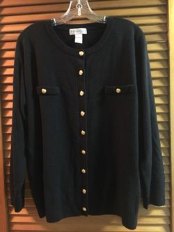 Black Dress Barn sweater with gold buttons. L