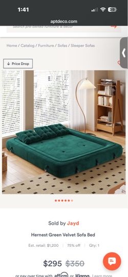 Hernest Emerald Green Velvet Sofa Bed –
