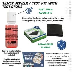 JSP Silver Jewelry Acid Test Apprail Kit Detect 999 925 Sterling Solution with GTE Scratch Stone