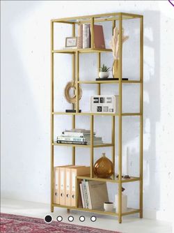 70 inch gold and white book shelf wall shelf