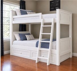 White solid wood Twin over Twin bunk bed