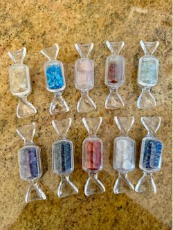 Set of 10 Acrylic Candy Decor Filled With Chakra Crystals Stones