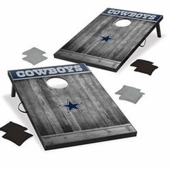 Wild Sports 2'x3' MDF Wood NFL Cornhole Set - Grey Wood Design - Convenient Carry Handles and 8 Premium Bean Bags - Great for Tailgate Parties!